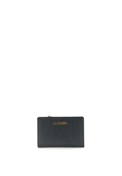 cartera pequeña con monedero estampado saffiano y lettering black