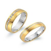 alianzas 18 quilates oro amarillo-blanco 5 diamantes