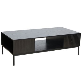 Mesa de centro de acero y mdf con decoración en melamina 120 cm negro