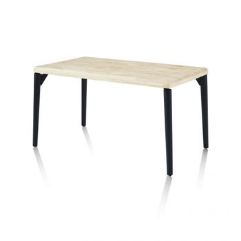Mesa de comedor fija con patas metálicas 140x80 cm negro roble