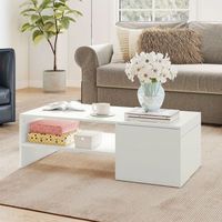 mesa de centro de melamina homcom 110x52x36 cm-blanco