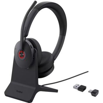 Auriculares Yealink BH74 inalámbricos Bluetooth y USB-C para oficina con cancelación de ruido y micrófono, color negro
