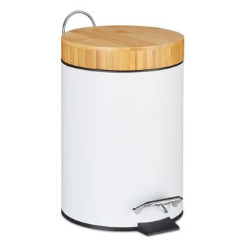 Cubo De Pedales De 3 Litros - White/light Brown - 23.5x30.2x24cm