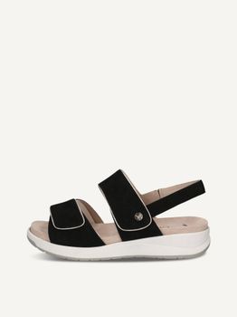 CAPRICE Heeled sandal, black, made of Leather and textile without heel, Size 36