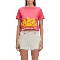 sundek camiseta cropped with maxi logo print para mujer