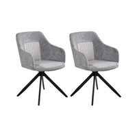 conjunto de 2 sillas de comedor base giratoria tapizado de tela repelente al agua patas de metal dos colores gris likely