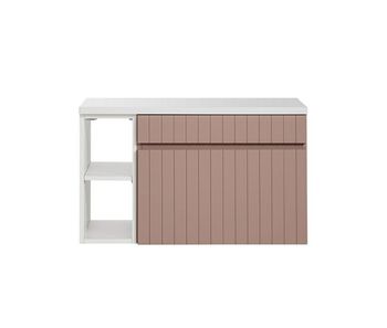 Mueble bajo lavabo 80cm 2 nichos zelie rosado y blanco