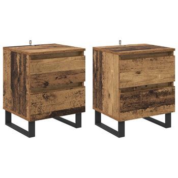 Armario De Noche 2 Uds. Madera Vieja 40 X 35 X 50 Cm Vidaxl