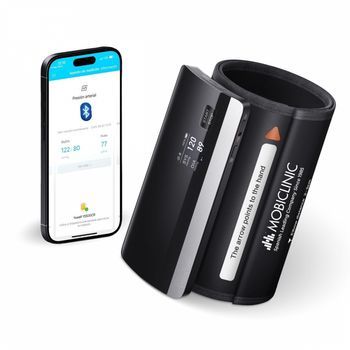 Tensiómetro De Brazo Digital Con Bluetooth Mobiclinic Voz Asistida Esp/en Detección De Calentamiento Del Manguito Uso Sencillo Y Cómodo Cardiomed