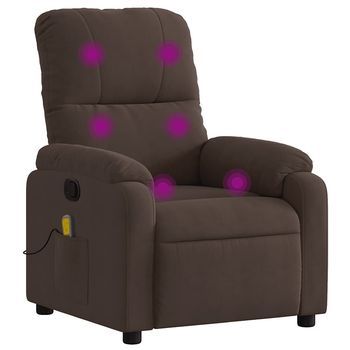 Sillón Reclinable De Masaje Tela De Microfibra Marrón