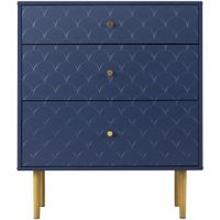 consola azul marino de 3 cajones con patas doradas