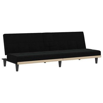 Sofá Cama | Cama Para Adultos Con Portavasos Tela Negro