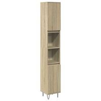 armario de bano  mueble de bano madera contrachapada roble sonoma 30x30x190 cm