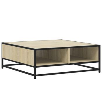 Mesa De Café - Mesa De Centro Madera Ingeniería Metal Roble Sonoma 80x80x30 Cm