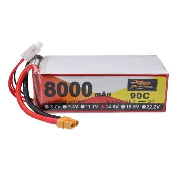 Batería LiPo ZOP POWER 14.8V 8000mAh 90C 4S con enchufe XT60 para Drone RC