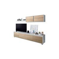 salon alida blanco artik blanco mate - roble canadian 200 x 43 x 407 cm