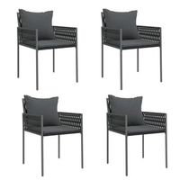 4 uds sillas jardin  silla de exterior  sillon jardin y cojines ratan sintetico negro 54x61x83 cm
