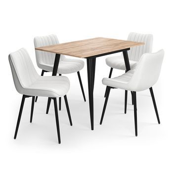 Conjunto De Mesa De Comedor Beaver 110 X 70 Cm Con 4 Sillas, Beige Vicco