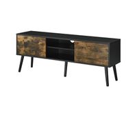mesa de tele eskilstuna con 2 puertas 2 estantes 120x30x47cm negro  madera oscura encasa