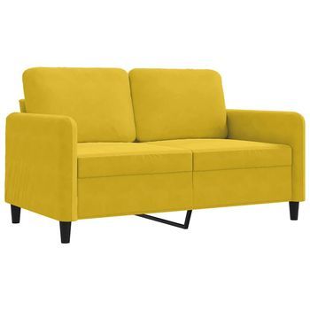 Sofá De 2 Plazas | Sofá De Salón | Sofá De Descanso Terciopelo Amarillo 120 Cm