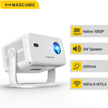 Proyector Magcubic L018 para el Hogar, Nativo 1080P, Compatible con 8K, Android 14, WiFi6, BT5.4, Proyector de Películas Portátil con 360 °   Corrección