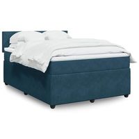 cama box spring con colchon terciopelo azul 140x200 cm vidaxl