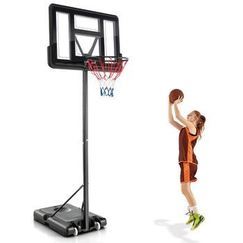 Canasta De Baloncesto De Altura Ajustable De 130 Cm - 305 Cm Con Soporte Y Soporte Para Canasta De 2 Ruedas Negro