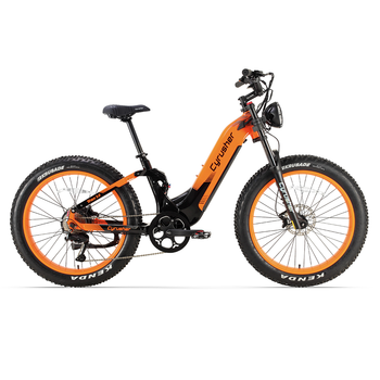 Bicicleta De Montaña Eléctrica Cyrusher Trax 2.0, Suspensión Completa, Batería De 52 V 20 Ah, Motor Bafang, Naranja