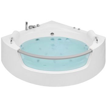 Bañera De Hidromasaje Esquinera De Acrílico Sanitario Blanco Con Led 150 Cm Estilo Moderno Mangle