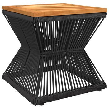 Mesa De Centro 38x38x38 Cm Madera Maciza De Acacia Con Acabado Al Aceite Natural, Acero Con Recubrimiento En Polvo, Poliéster - Marrón