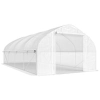 outsunny invernadero tunel 6x3x2 m con anti-uv y puerta enrollable con cremallera paredes laterales con malla blanco   aosom espana