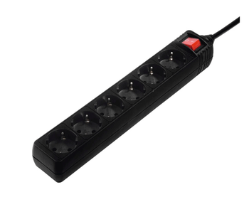 REGLETA ALIMENTACION HAMA CON 6 TOMAS INTERRUPTOR 1,4m COLOR NEGRA