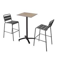 mesa alta inclinable de conjunto con martaupe beige y 2 sillas grises opera - oviala