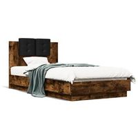 cama para adulto  cama individual  cama con cabecero madera de ingenieria roble ahumado 75x190 cm
