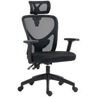 vinsetto silla de oficina ergonomica con altura regulable soporte lumbar y reposacabezas 66x61x106-116cm negro   aosom espana