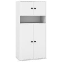 costway 111 cm libreria con 4 puertas organizador de almacenamiento moderno de 4 niveles con estantes ajustables gabinete de exhibicion blanco