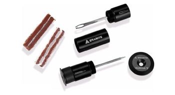 Kit de reparacion sin camara de diseno de granito con extremos de barra negros   4 tapones para neumaticos