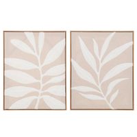 cuadros bordados en tonos beige marron y blanco x2 40x50 cm
