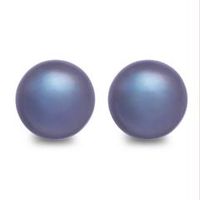 pendientes de perla de agua dulce de alta calidad de acero azul