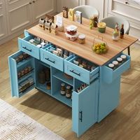 carrito de cocina - mueble auxiliar - mdf - azul 139x46x915cm