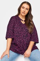 yours camiseta morada leopardo anilla mujer curvy y tallas grandes yours