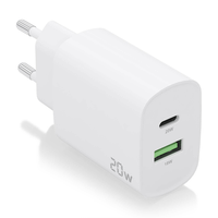 cargador aisens 20w 1xusb-c pd30 1xusb-a qc30 blanco