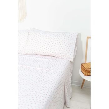 Juego Sábanas Estampadas Flor Rosa -  Cama150 (2 Funda Almohada 50x75)