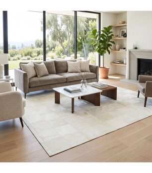 Alfombra de piel Blanca Patchwork White - Cuadros 20x20 - A Medida