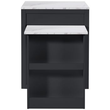 Isla De Cocina Extensible Negra De 133 A 202 Cm Con Almacenamiento