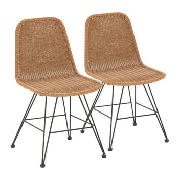 Pack 2 sillas de comedor o jardín ratan/negro