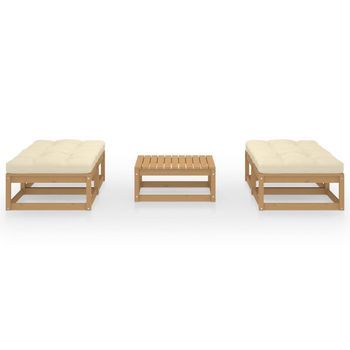 Conjunto De Muebles De Jardín 5 Uds | Mesa Y Sillas Y Cojines Madera Pino Maciza
