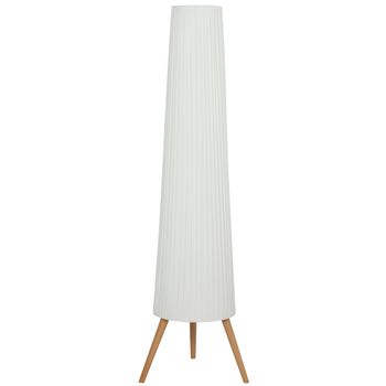 HOMCOM Lámpara de Pie con Trípode Brillo Ajustable 3 Niveles Interruptor de Pie Patas de Madera y Pantalla de Tela Blanco