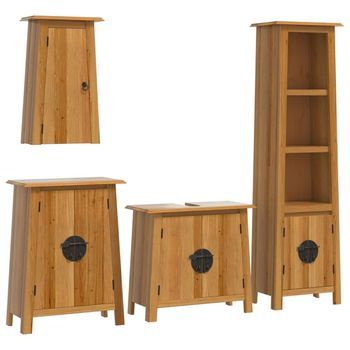 Conjunto De Muebles De Baño 4 Piezas Madera Maciza De Pino Vidaxl