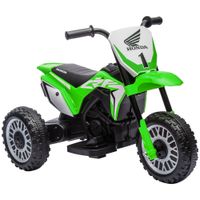 homcom moto electrica infantil licencia honda crf450rl velocidad 3 kmh bocina sonido de arranque 71x405x435cm verde   aosom espana